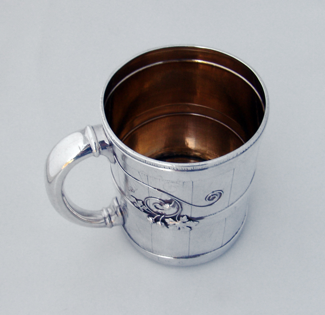 Tiffany Grape Barrel Vine Mug December 25th 1871 Sterling Silver