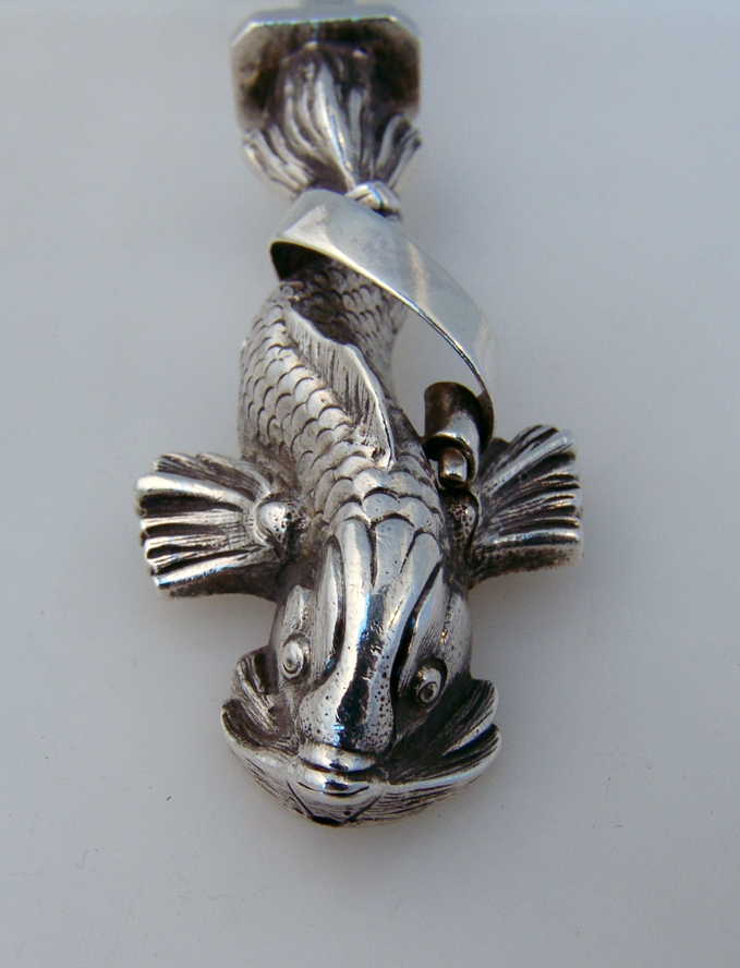 Dolphin Figural  Fish Serving Set Duhme and Co Sterling Silver 1875