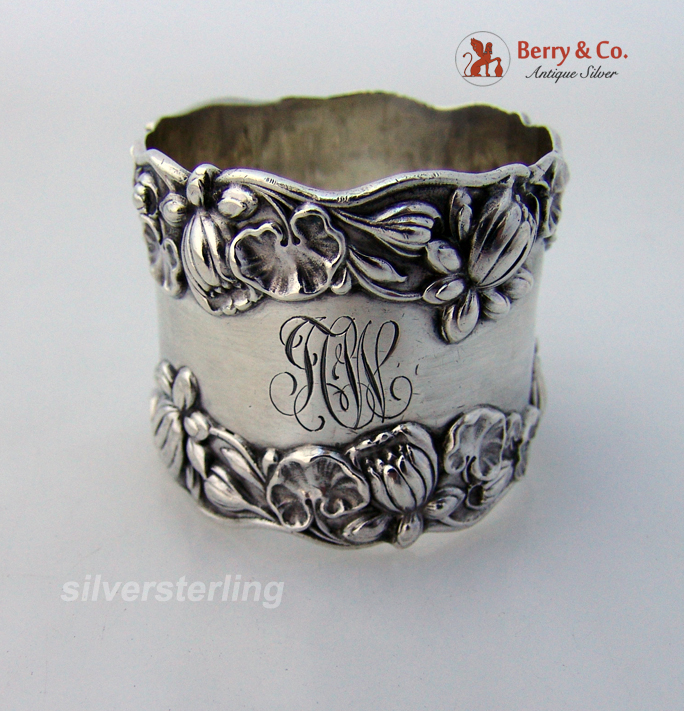 Pond Lily Napkin Ring Gorham B208 Sterling Silver 1890 JCW