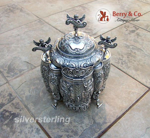 Spanish Colonial Peruvian Coca Leaf Box 18th Century Sterling Silver