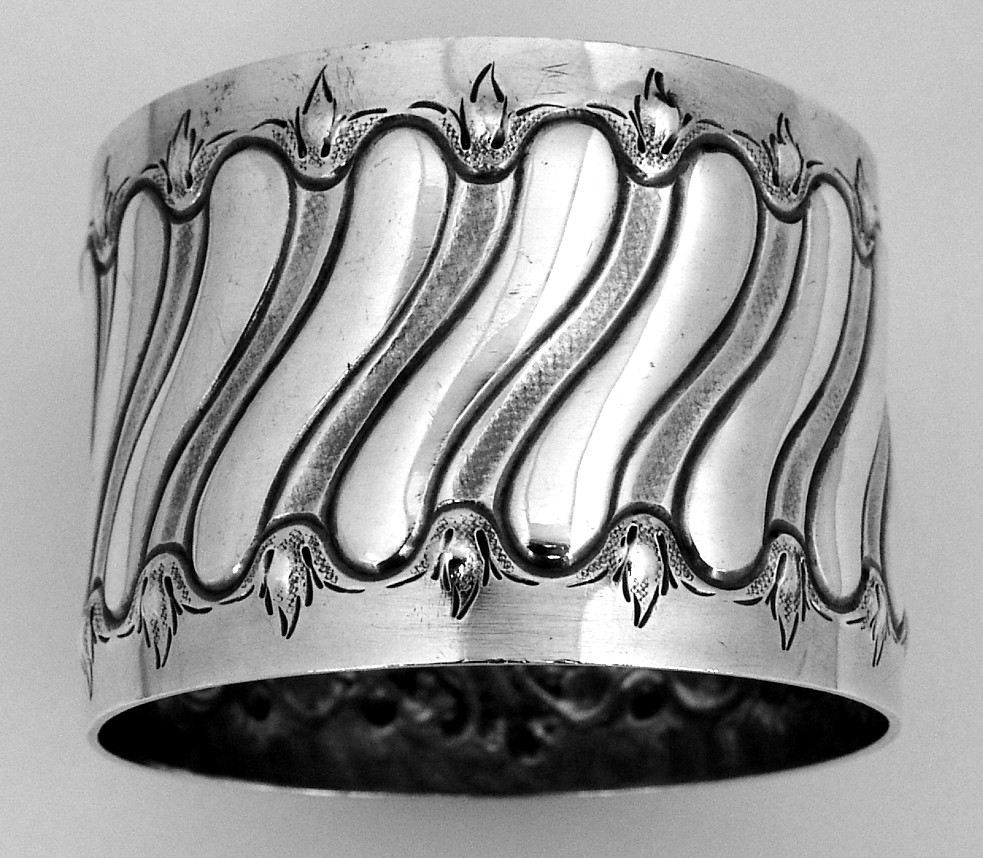 French Baroque Napkin Ring Boxed Victor Dudiez 950 Sterling Silver 1885 