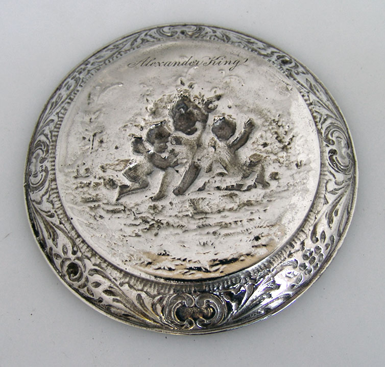 Repousse Cherub 4 Butter Pats German 800 Silver 1890