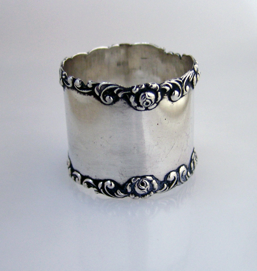 Rose And Scroll Sterling Silver Napkin Ring Wilcox 1905
