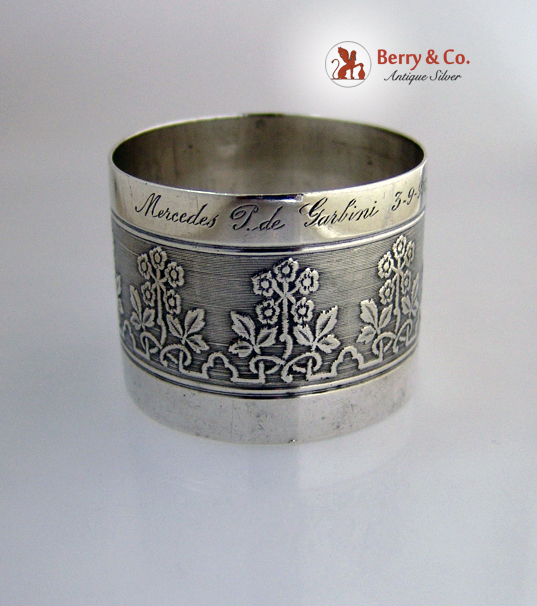 French Sterling Silver Engine Turned Napkin Ring 1910