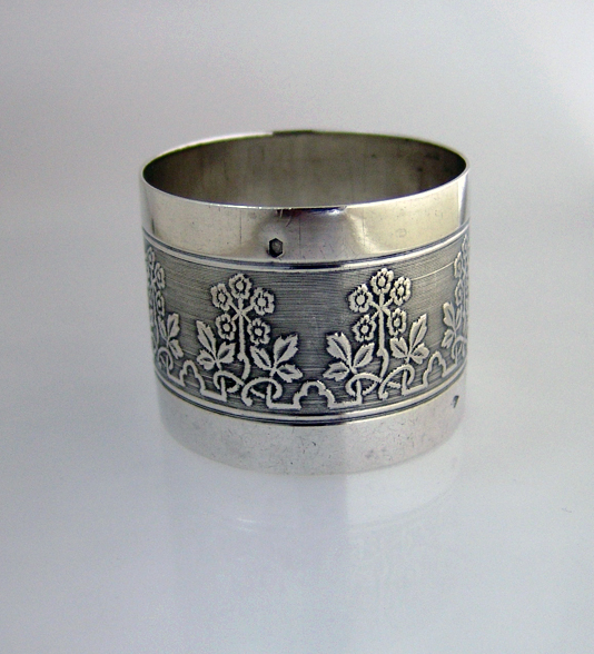 French Sterling Silver Engine Turned Napkin Ring 1910
