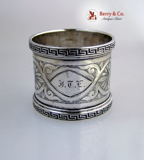 Greek Key Coin Silver Napkin Ring 1870