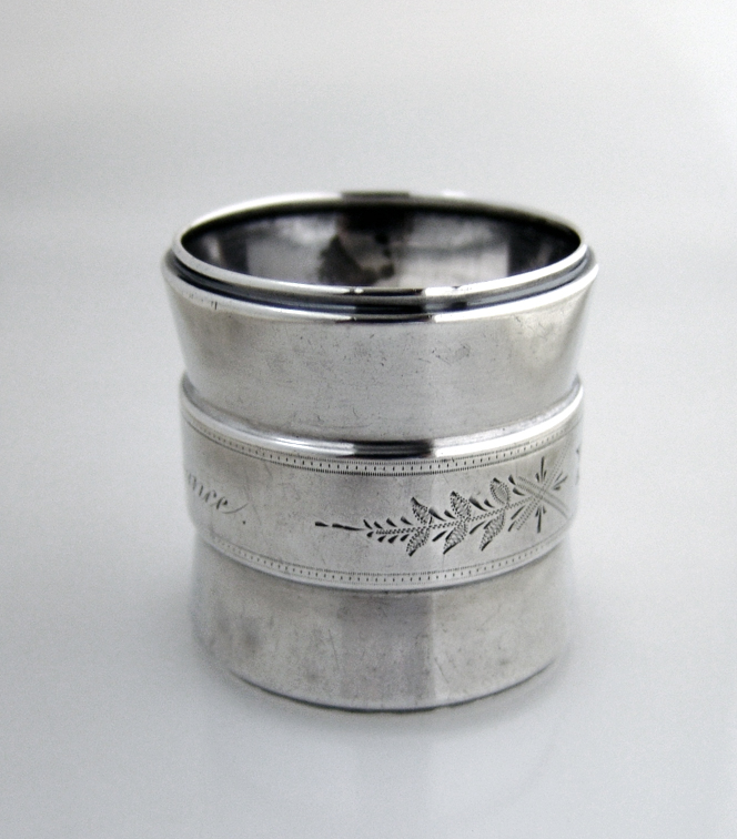 Aesthetic Napkin Ring Allie Remembrance Coin Silver 1875