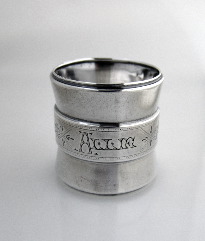 Aesthetic Napkin Ring Allie Remembrance Coin Silver 1875