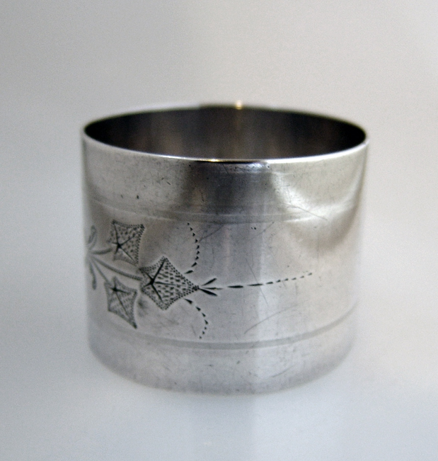 Aesthetic Engraved Ivy Napkin Ring Coin Silver 1870