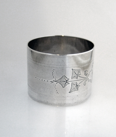 Aesthetic Engraved Ivy Napkin Ring Coin Silver 1870