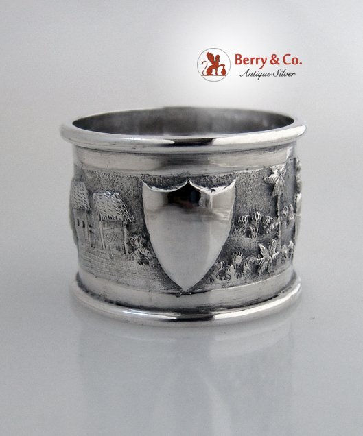 Figural Repousse Napkin Ring Indian Colonial Sterling Silver 1900