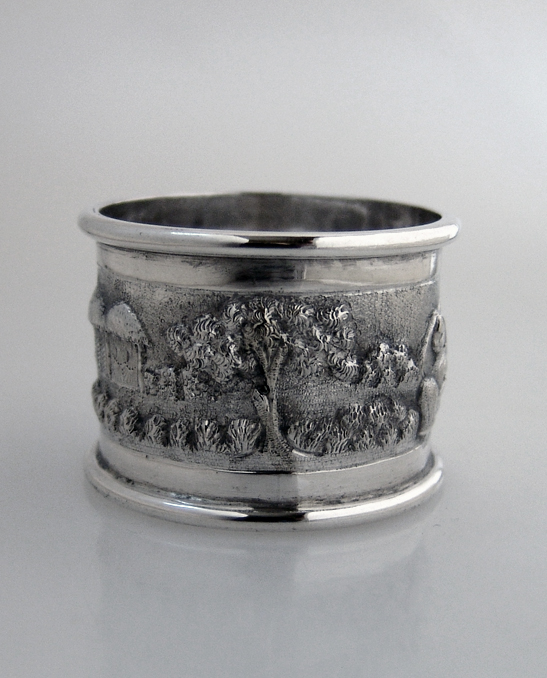 Figural Repousse Napkin Ring Indian Colonial Sterling Silver 1900
