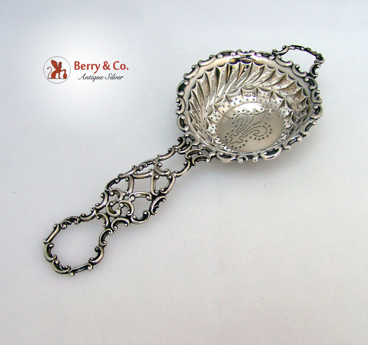 Tea Strainer Baroque Scroll Gorham 1890 Sterling Silver