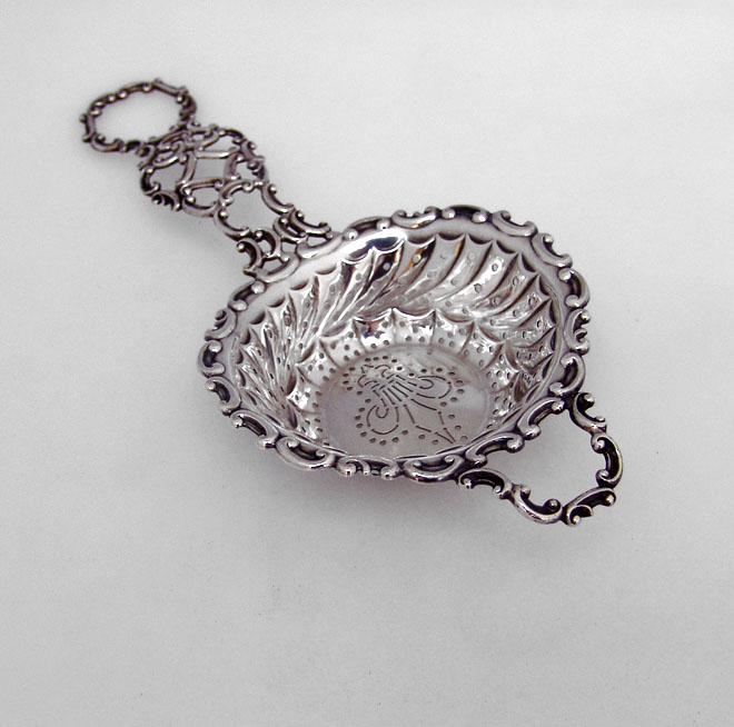 Tea Strainer Baroque Scroll Gorham 1890 Sterling Silver