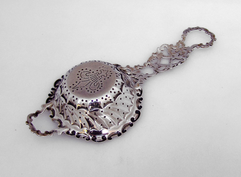 Tea Strainer Baroque Scroll Gorham 1890 Sterling Silver