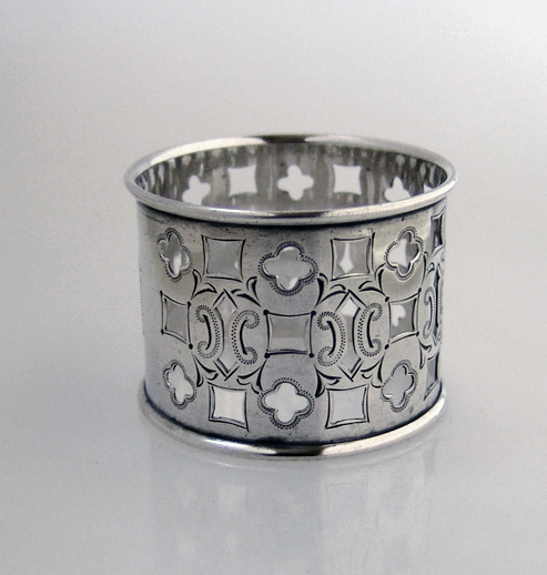 Open Work Sterling Silver Napkin Ring 1900 W Monogram