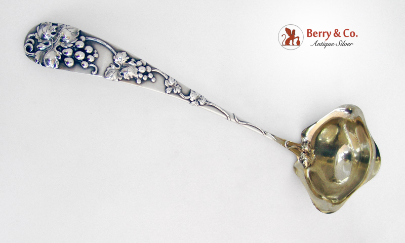 Punch Ladle Applied Grapes Frank Smith Sterling Silver 1890 Monogram G