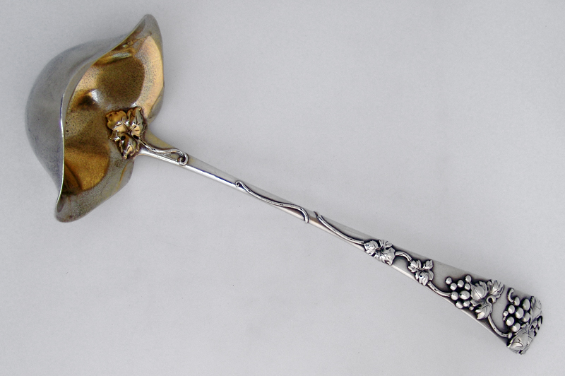 Punch Ladle Applied Grapes Frank Smith Sterling Silver 1890 Monogram G