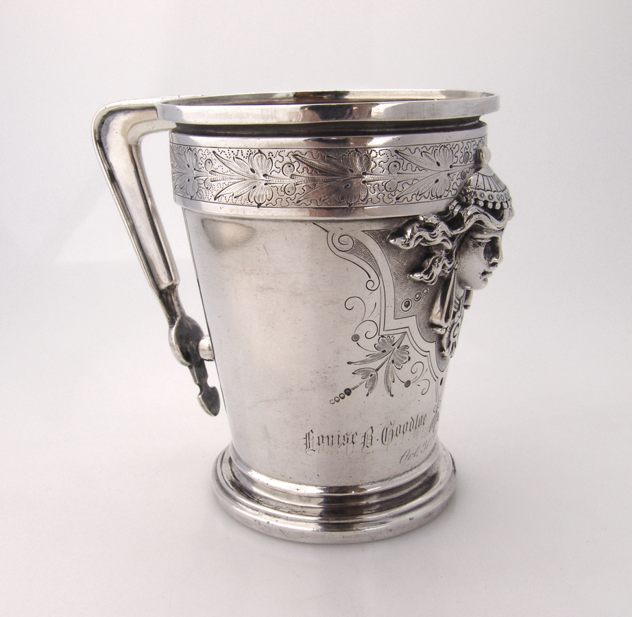Egyptian Revival Medallion Mug Wendt English Sterling 1865