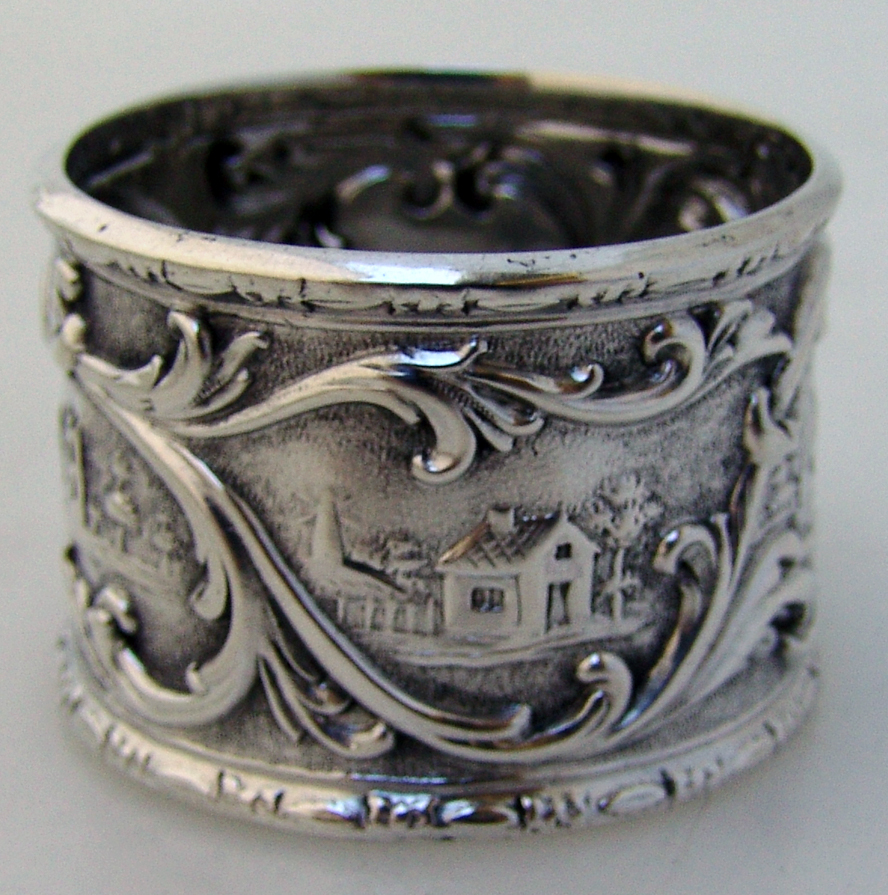 Architectural Coin Silver Napkin Ring 1860