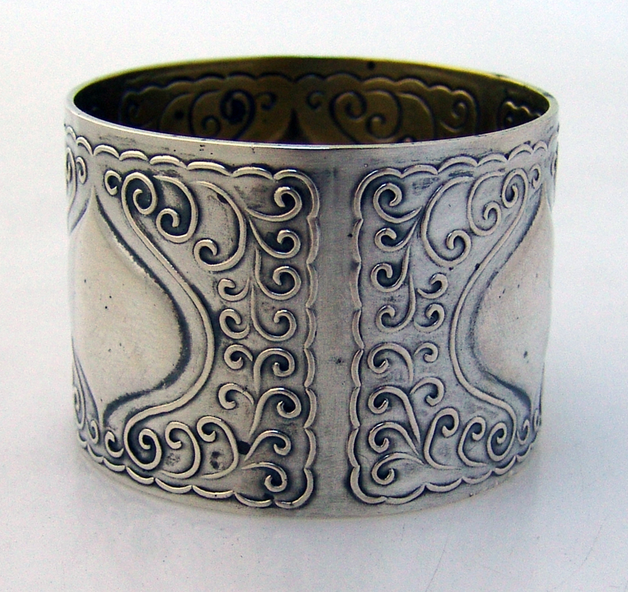 German Art Nouveau 800 Silver Napkin Ring 1890
