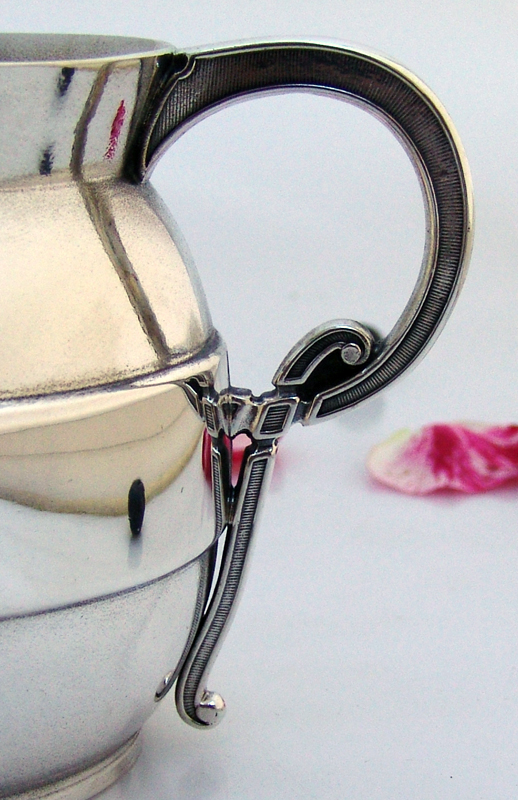 Barrel Form Cream Sugar Whiting Sterling SIlver 1875 Monogram EAB