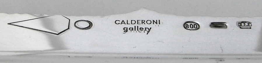 Gadroon Shell Square Tray Calderoni 800 Italian Silver 1960