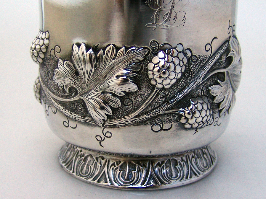 Raspberry Repousse Cup R W Wilson Coin Silver 1835 Monogram EL