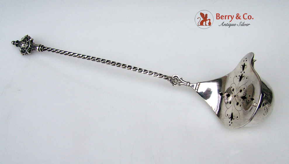 Lidded Punch Ladle Strainer Kochlbergfeld 800 Silver 1860