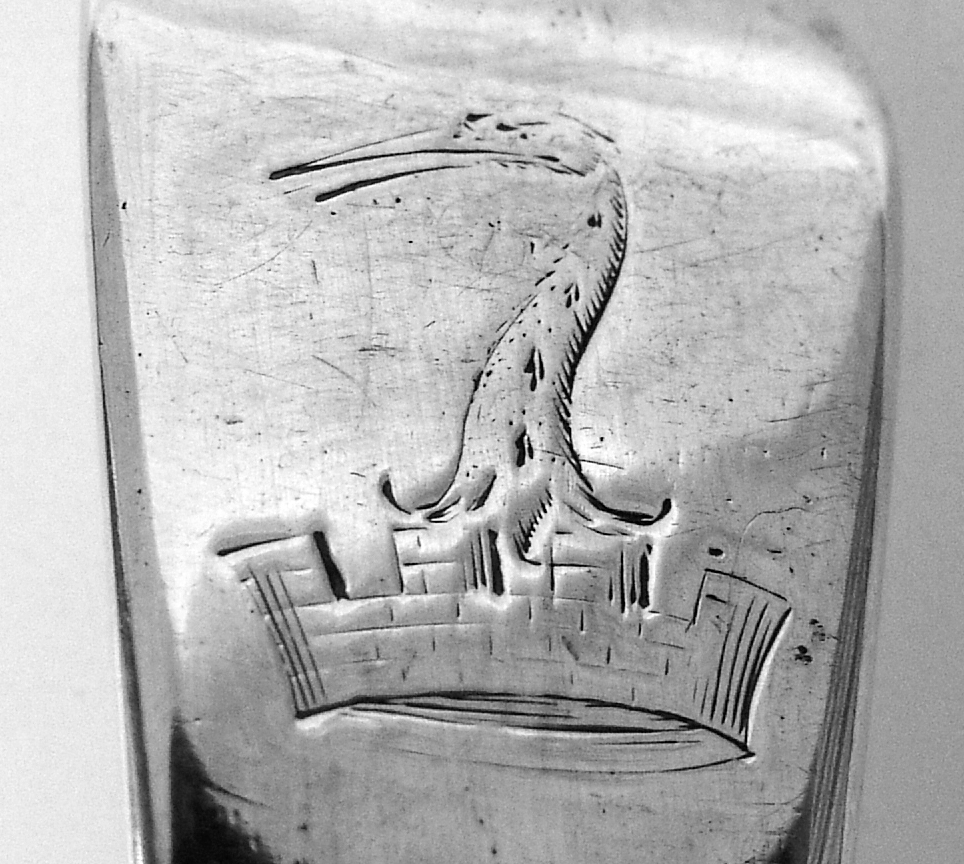 Georgian Soup Ladle Sterling Silver Stork Crest 1786 R Crossley