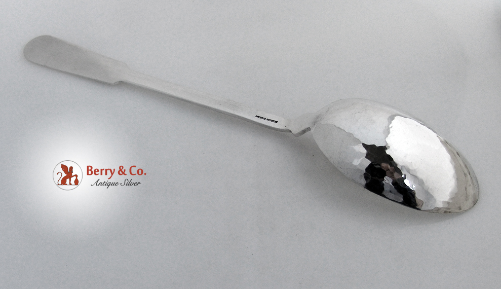 Peterson Arts And Crafts Hammered Sterling Silver Large Serving Spoon 1940