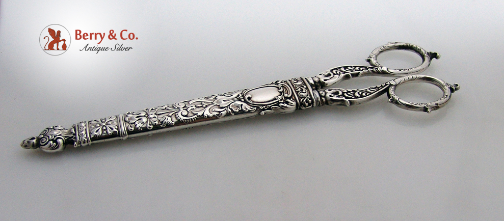 Sterling Silver 10 3/4 Inch Scissors in a Case Dominick And Haff 1890