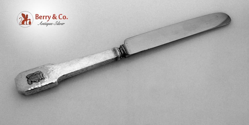 Norman Hammered Dinner Knives 5 Old French Stainless Shreve Sterling Silver