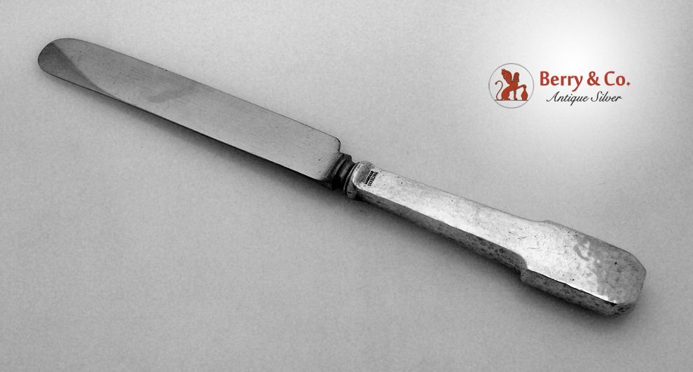 Norman Hammered Dinner Knives 5 Old French Stainless Shreve Sterling Silver