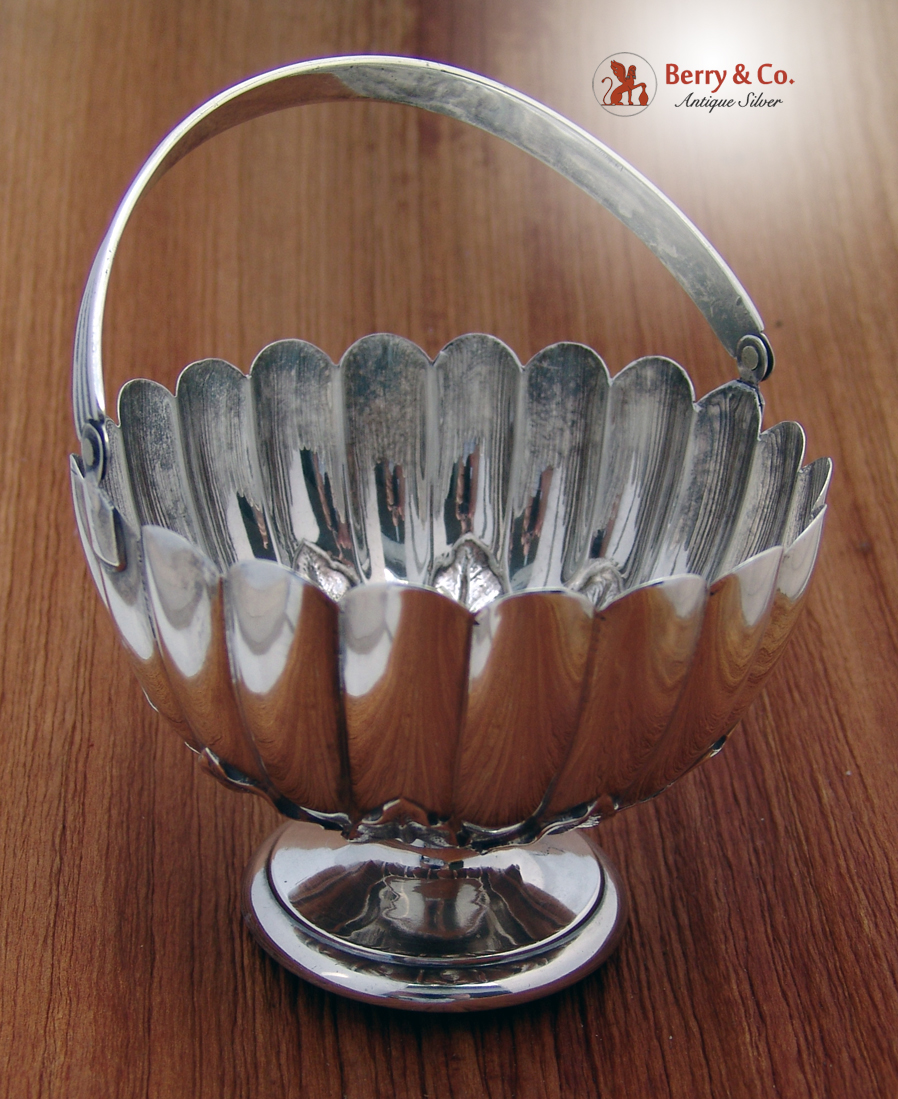  Kirk Swing Handle Basket Foliate Repousse Fluted Sterling Silver 1900 