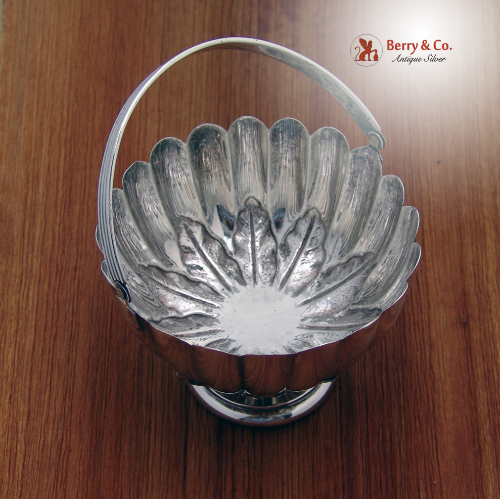  Kirk Swing Handle Basket Foliate Repousse Fluted Sterling Silver 1900 
