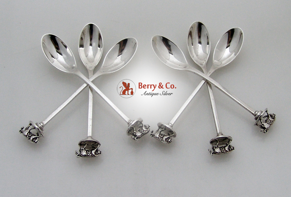 Figural Bull Demitasse Spoons Black Starr And Frost 1890