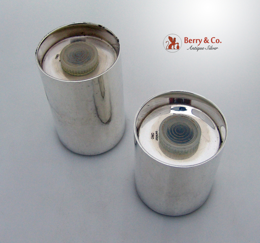 Floral Enamel Salt And Pepper Shakers Sterling Silver ONC 1970