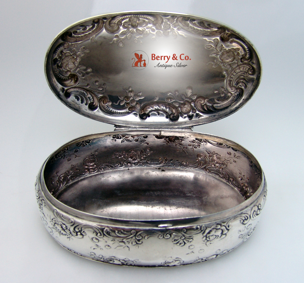 Rose And Scroll Dresser Box Gorham Sterling Silver 1890