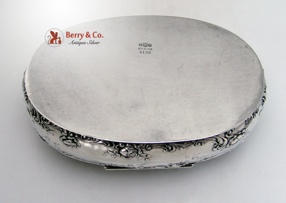 Rose And Scroll Dresser Box Gorham Sterling Silver 1890