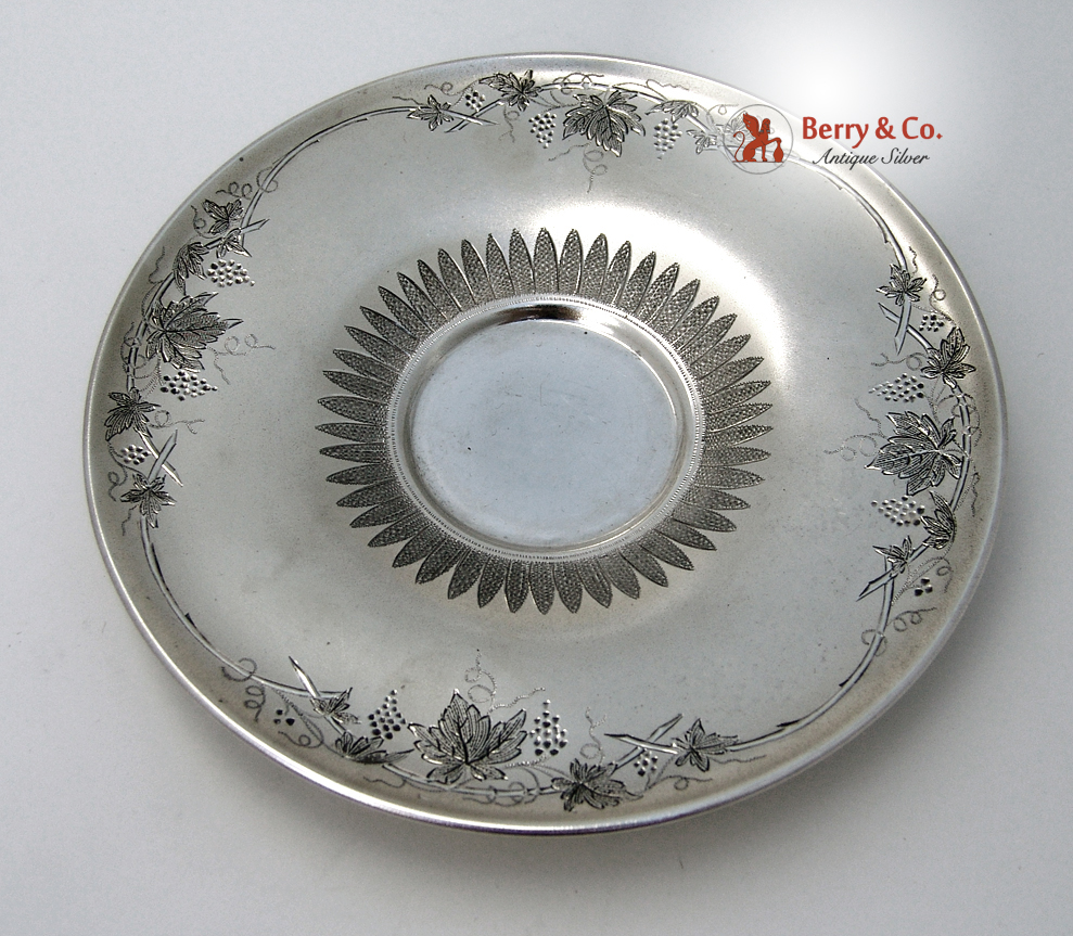 Koehler and Ritter Grapes Cup and Saucer San Francisco Coin Silver 1870 