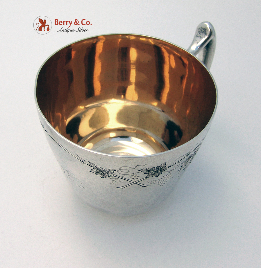 Koehler and Ritter Grapes Cup and Saucer San Francisco Coin Silver 1870 