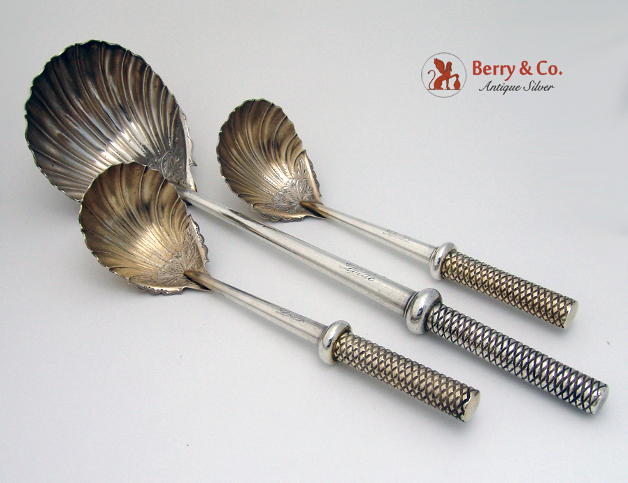 Three Soup Gravy Ladles Aesthetic Coin Silver 1860 