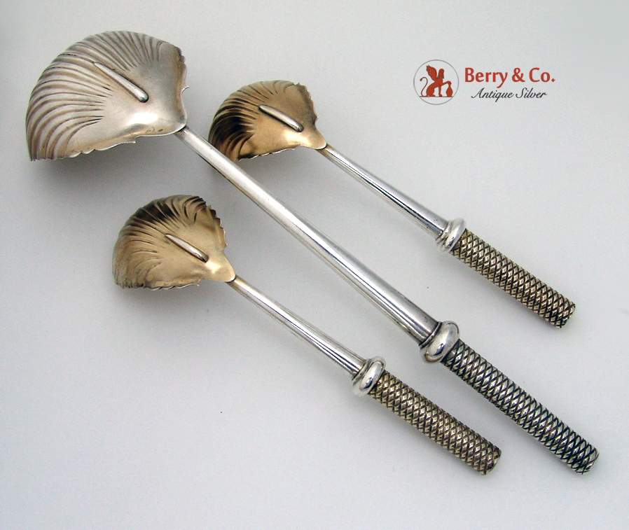 Three Soup Gravy Ladles Aesthetic Coin Silver 1860 