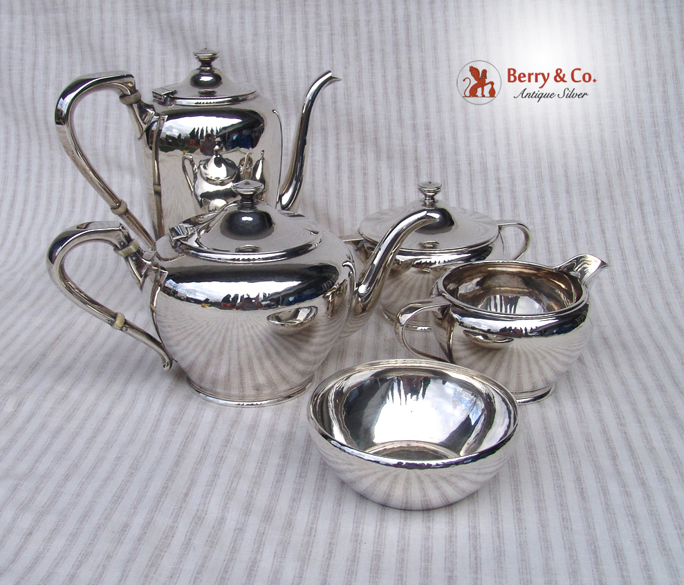 Arts and Crafts 5 Piece Tea and Coffee Set Karl Leinonen Sterling Silver 1940