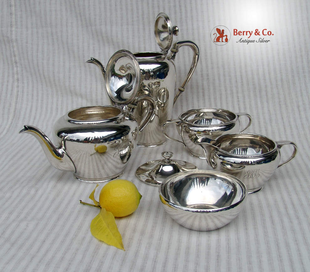 Arts and Crafts 5 Piece Tea and Coffee Set Karl Leinonen Sterling Silver 1940