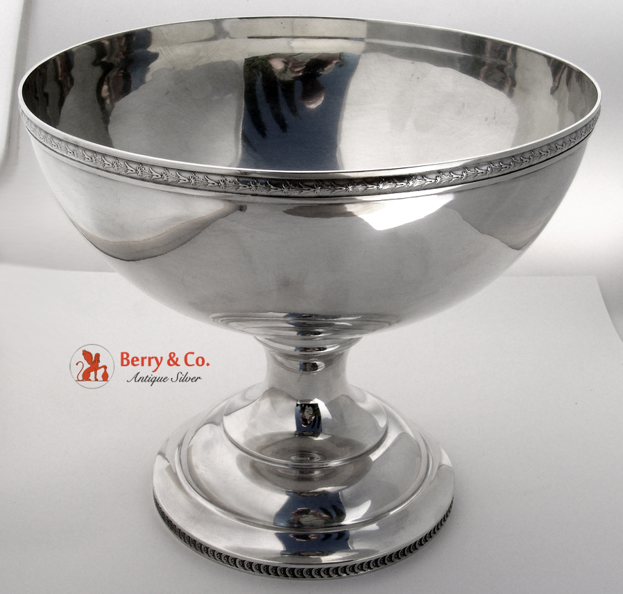 Pedestal Centerpiece Bowl Wood and Hughes Sterling Silver 1880 Monogram EH