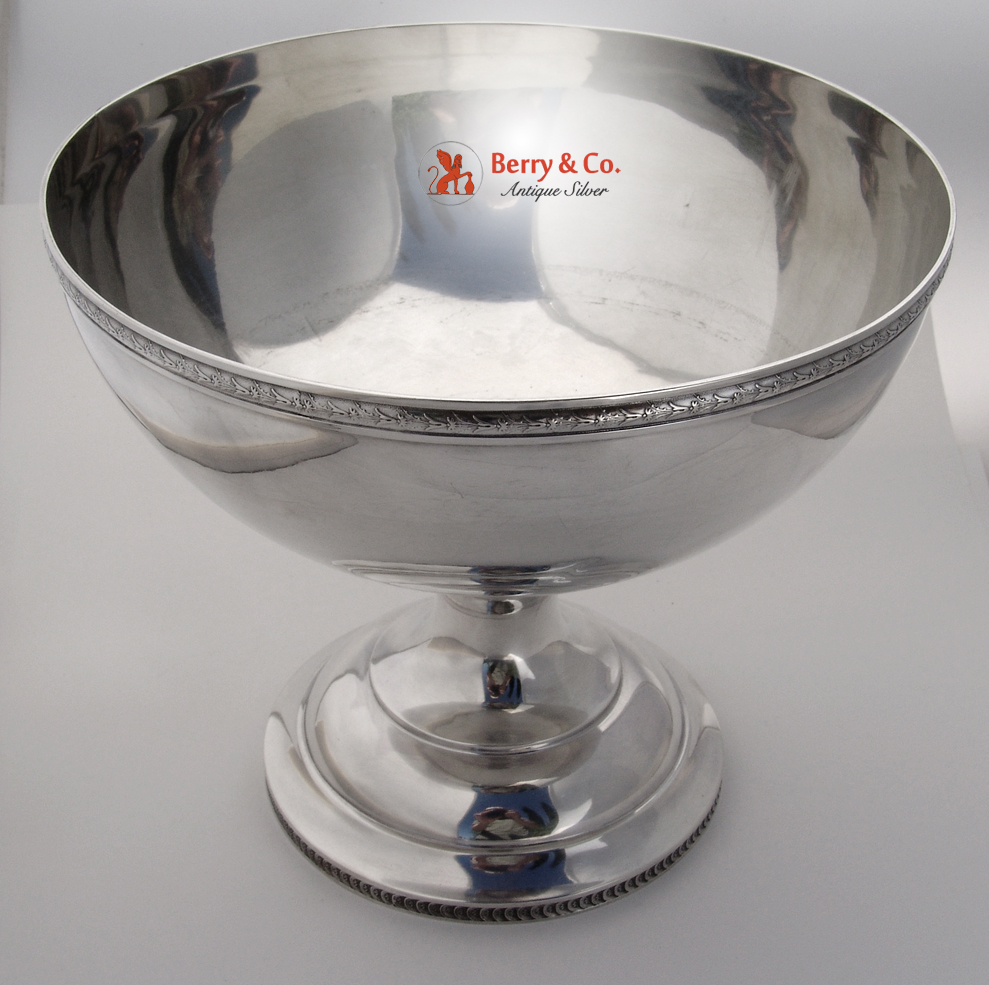 Pedestal Centerpiece Bowl Wood and Hughes Sterling Silver 1880 Monogram EH