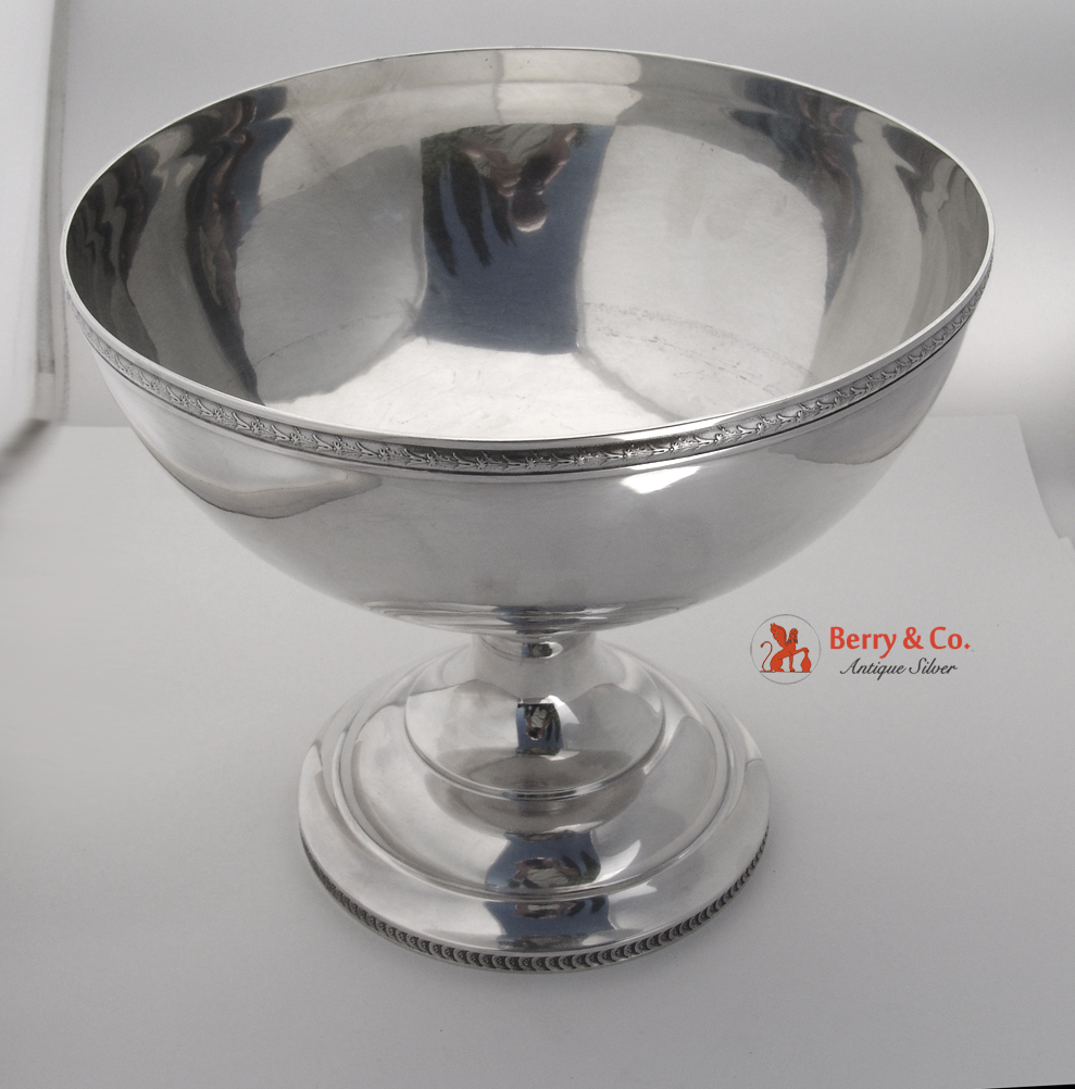 Pedestal Centerpiece Bowl Wood and Hughes Sterling Silver 1880 Monogram EH