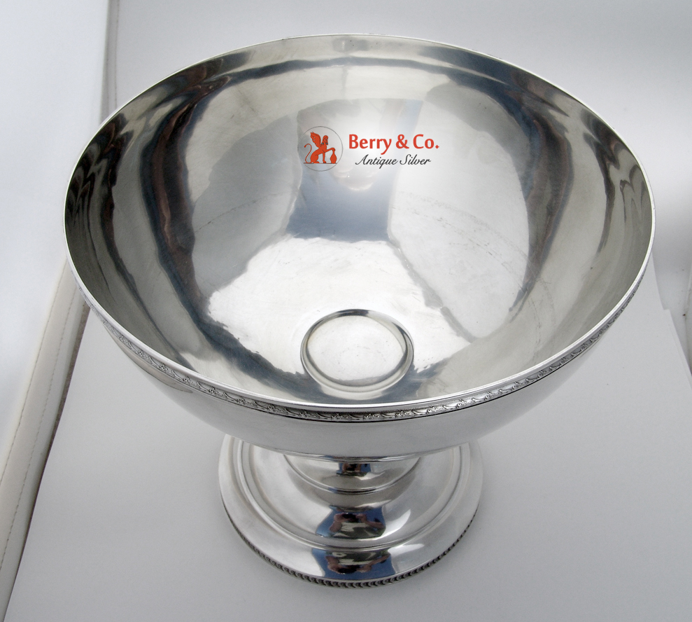 Pedestal Centerpiece Bowl Wood and Hughes Sterling Silver 1880 Monogram EH